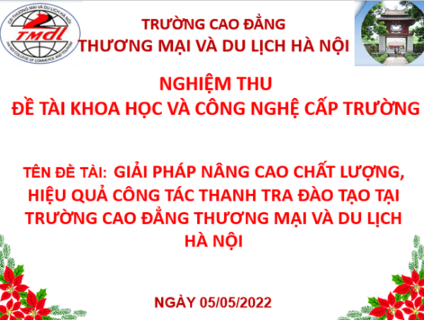 Nghiệm thu đề tài nghiên cứu khoa học cấp trường