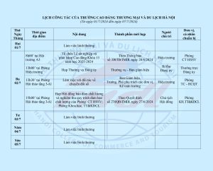 Lịch công tác tuần từ ngày 11 đến ngày 17/3/2024.