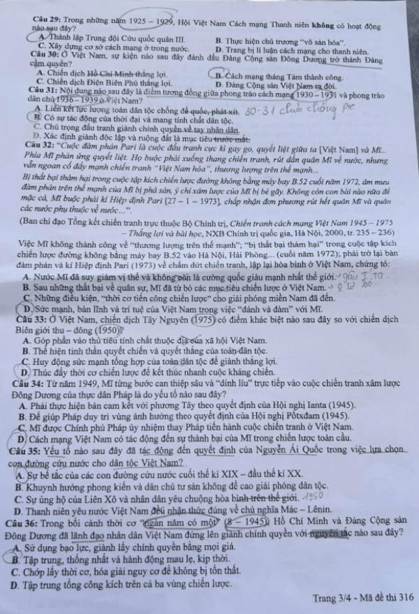 Đề thi tốt nghiệp THPT môn Lịch Sử 2024 (trang 3)