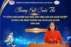   Tiến sĩ Trịnh Thị Thu Hà - Bí thư Đảng ủy - Hiệu trưởng phất biểu tại cuộc thi