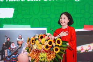 Trịnh Thị Thu Hà, Hiệu trưởng Trường Cao đẳng Thương mại và Du lịch Hà Nội phát biểu tại sự kiện