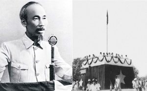 Chủ tịch Hồ Chí Minh đọc Tuyên ngôn độc lập tại Quảng trường Ba Đình khai sinh ra nước Việt Nam Dân chủ Cộng hòa. Ảnh tư liệu